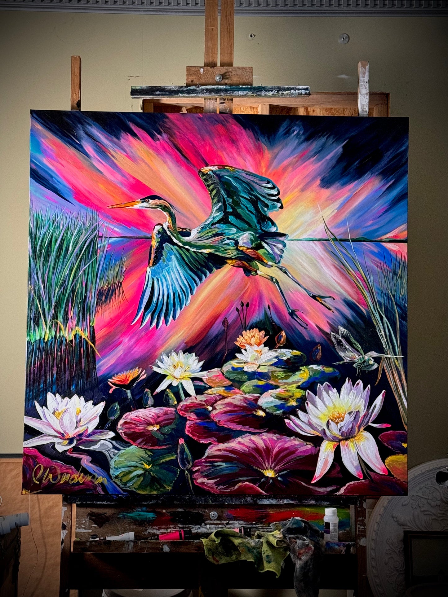 Great Blue Heron Lily Pond